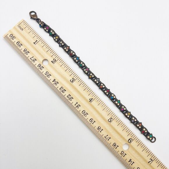 Sorrelli Necklace Bracelet Set Rhinestone Heart Link Statement Signed - Picture 11 of 11